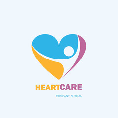 Healthcare & Medical symbol with heart shape.Heart Care logo,vec