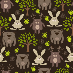 seamless background. Forest animals