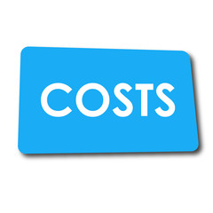 Icono plano COSTS en rectangulo azul con sombra - obrazy, fototapety, plakaty