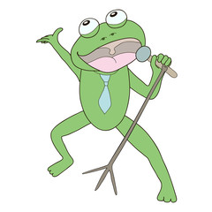 A singing frog with microphone. Vtctor illustration.