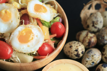 salad vegetable quail eggs