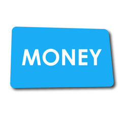 Icono plano MONEY en rectangulo azul con sombra - obrazy, fototapety, plakaty