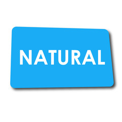Icono plano NATURAL en rectangulo azul con sombra