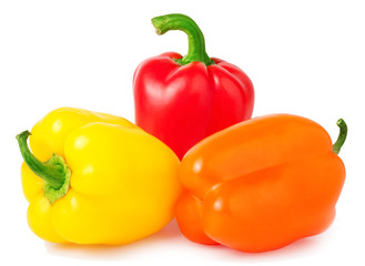 multicolored paprica bell pepper on white background