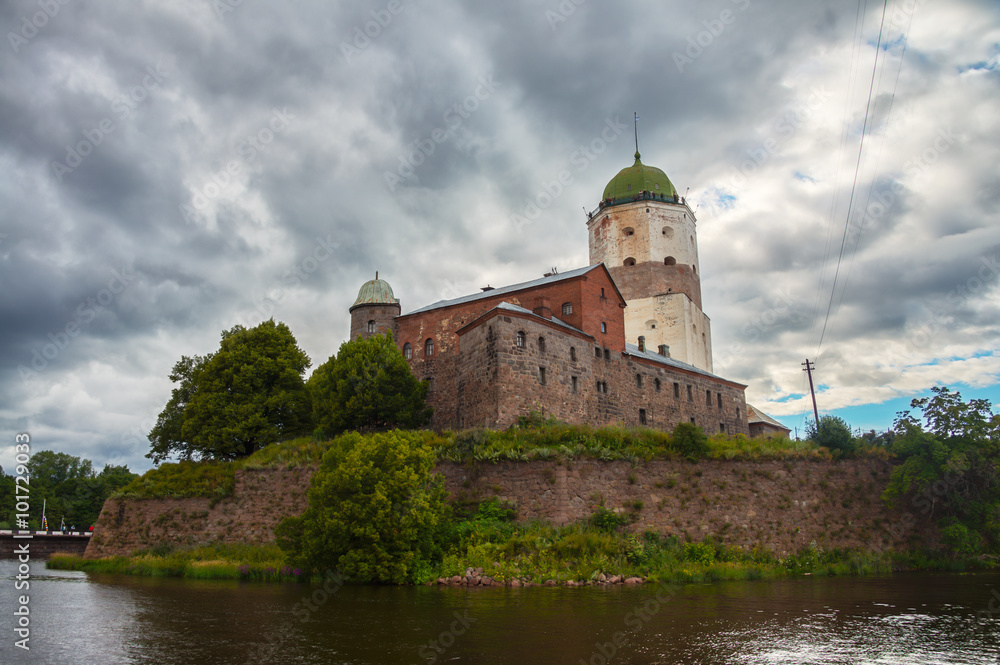 Wall mural panoramic view of vyborg castle in russia