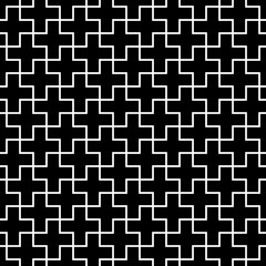 Vector modern seamless geometry pattern cross tiles, black and white abstract geometric background, pillow print, monochrome retro texture, hipster fashion design