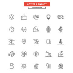 Flat Line  Icons- Power and Energy