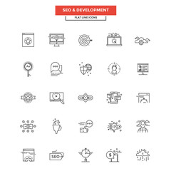 Flat Line Icons- SEO and Development