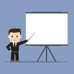 Business man presentation, flat design vector illustration.