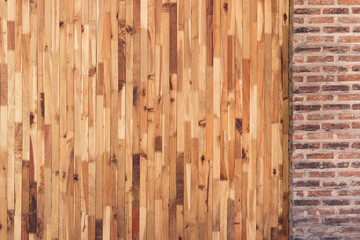 Fototapeta premium wood and cement brick wall design of interior home