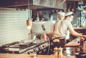 Blurred restaurant interior