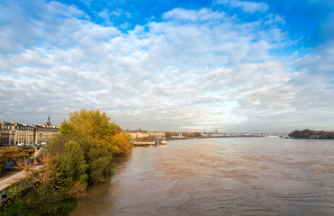 Street view of old town in bordeaux city, France