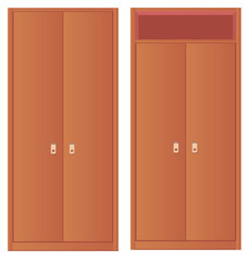 Light-colored simple wardrobe and wardrobe with upper berth isol