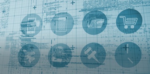 Composite image of blue matrix and codes