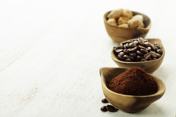 Wooden Bowls with coffee
