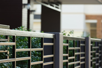Fototapeta premium black steel fence of residential house modern style