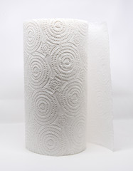 White paper in a roll on white background.