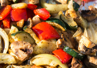 barbecue with delicious grilled vegetables on grill