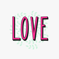 Romantic love simple lettering