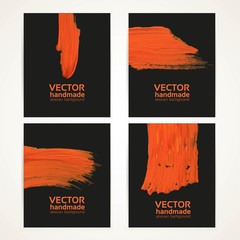 Black and orange brush texture handdrawing banner set 1