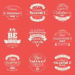 Set Of Vintage Happy Valentines Day Badges and Labels. Typography Design Template. Vector Illustration