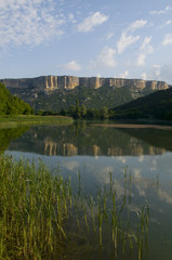 lake against mountain background