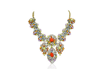 Bright Colorful Gemstone Fashion Statement Necklace