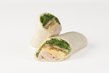 Wrap with Ham And Cheese on a white background