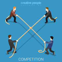 Business competition tie rope flat 3d isometric vector