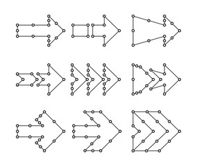 Arrows in the form of lines, dots connected