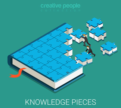 Education book of puzzle flat 3d isometric vector
