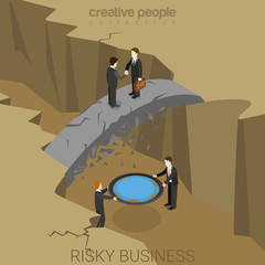 Risky business risk insurance flat isometric vector 3d