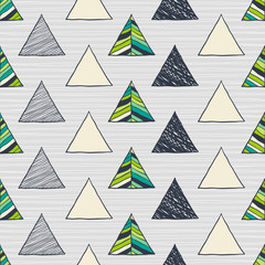 Seamless hand-drawn triangles pattern.
