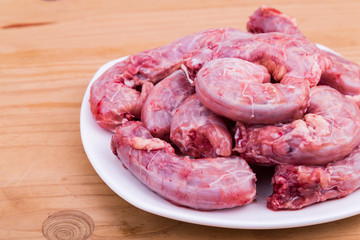 Fresh chicken neck to be minced as dog food