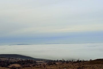 The city of Cluj-Napoca, Romania, covered with fog in december.