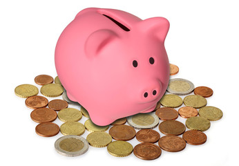 Euro Coins and Piggy bank