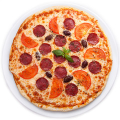  Pizza with salami and tomatoes