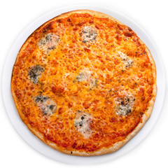 Four cheese pizza isolated