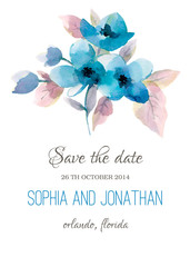 Wedding invitation watercolor with flowers. - 101744635