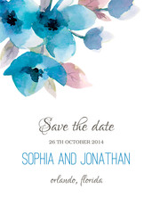 Fototapeta na wymiar Wedding invitation watercolor with flowers.