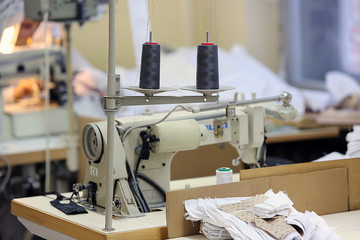 sewing company, equipment and materials - obrazy, fototapety, plakaty