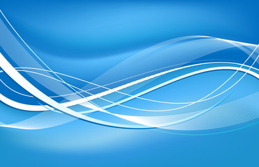 Blue abstract background with wavy lines