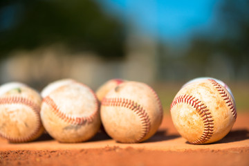 Baseballs on Pitchers Mound