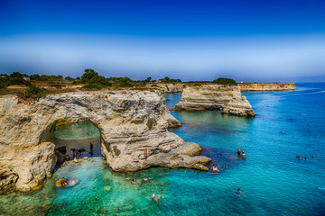 Stacks on the coast of Salento in Italy
