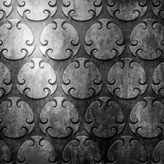 Silver metal plate with classic ornament .Vintage collection