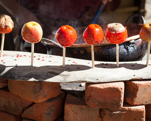 Candy apples for sale in market