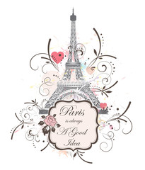Eiffel tower, romantic background - 101749070