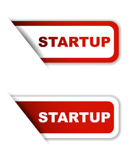red vector paper sticker startup (two version)