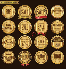 Set of retro vintage golden badges collection