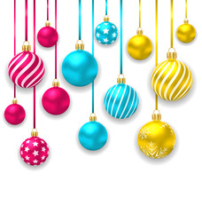 Elegant Background with Collection Colorful Christmas Glass Ball
